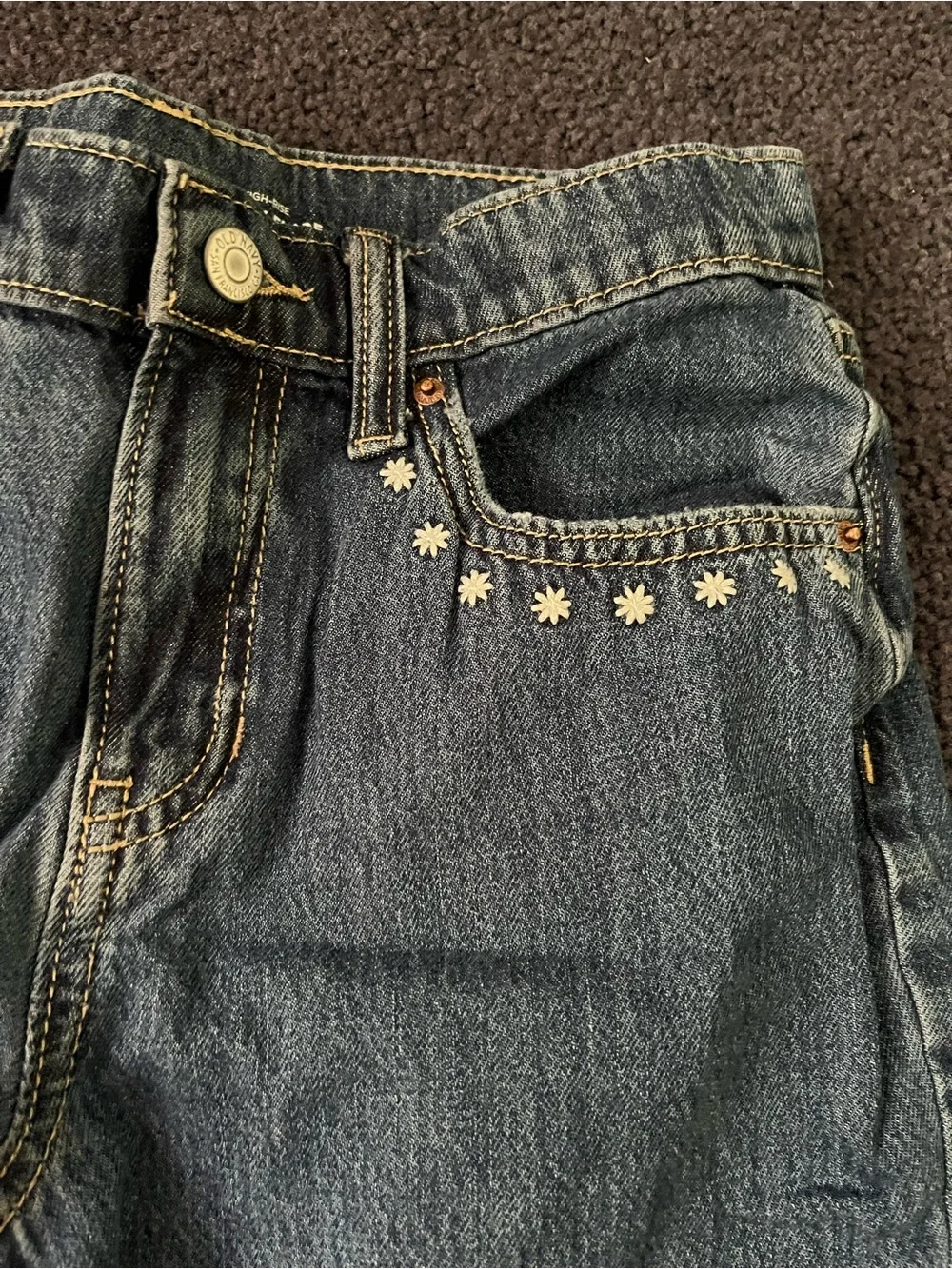 Old Navy Baggy Flare Jeans with Western Embroidery Accents